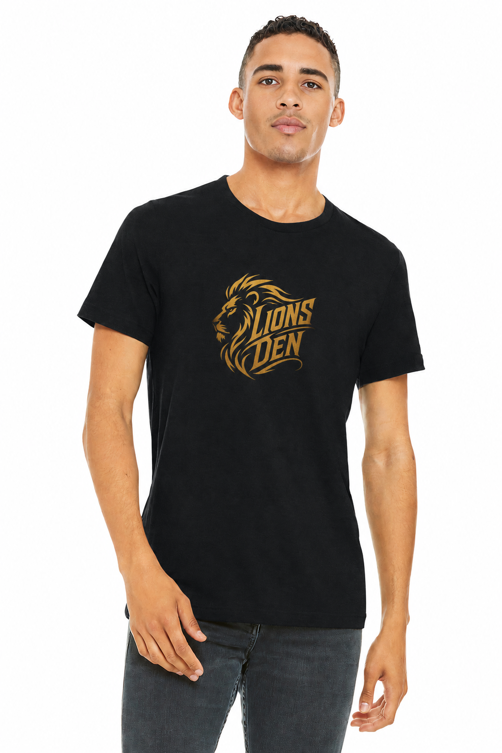 Lions Den (front chest logo) – BELLA+CANVAS® Unisex Heather CVC Short Sleeve Tee  Strength. Loyalty. Pride. Welcome to the Den. (Copy)