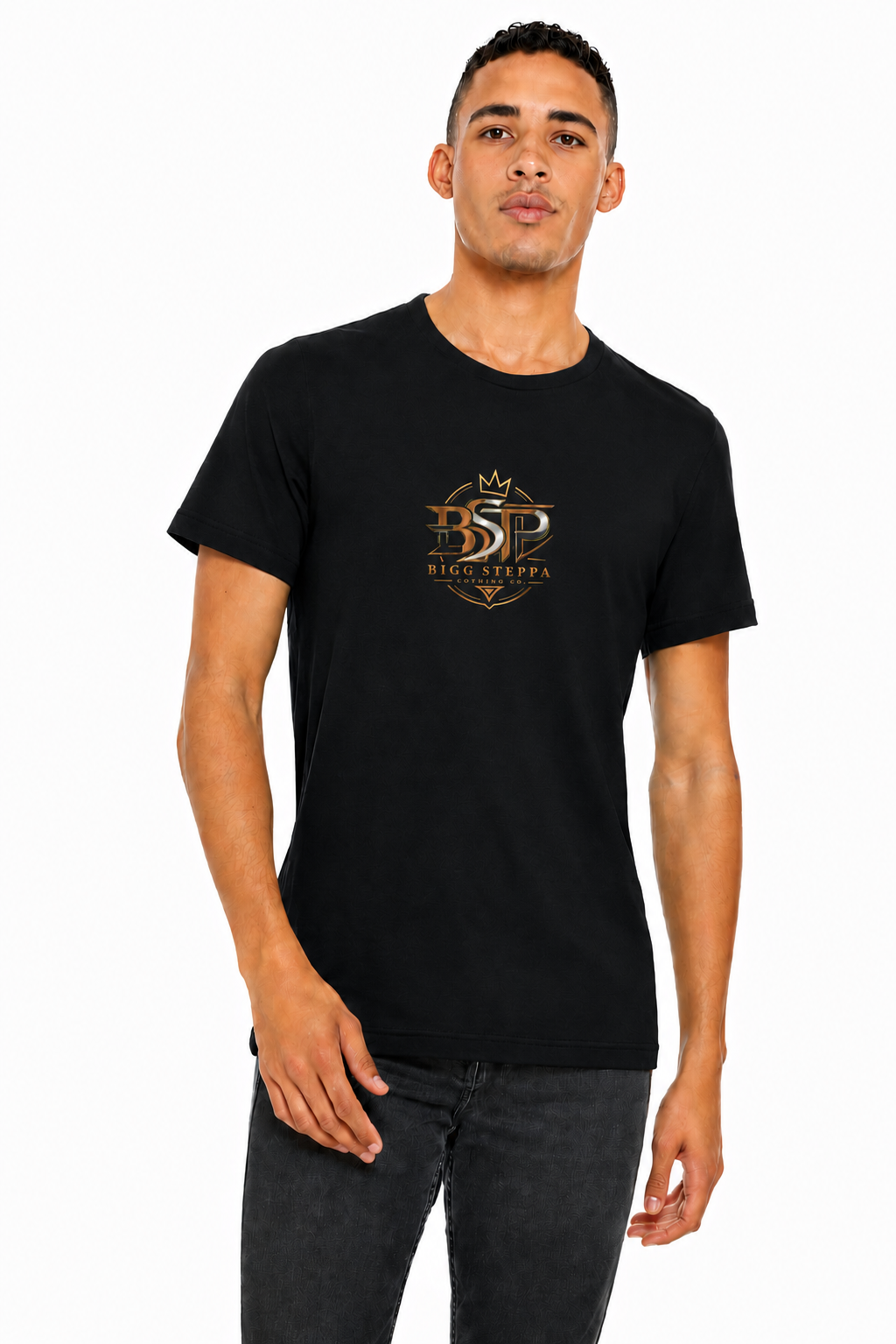 Bigg Steppa (front chest logo) – BELLA+CANVAS® Unisex Heather CVC Short Sleeve Tee  Take Every Step with Confidence. (Copy)