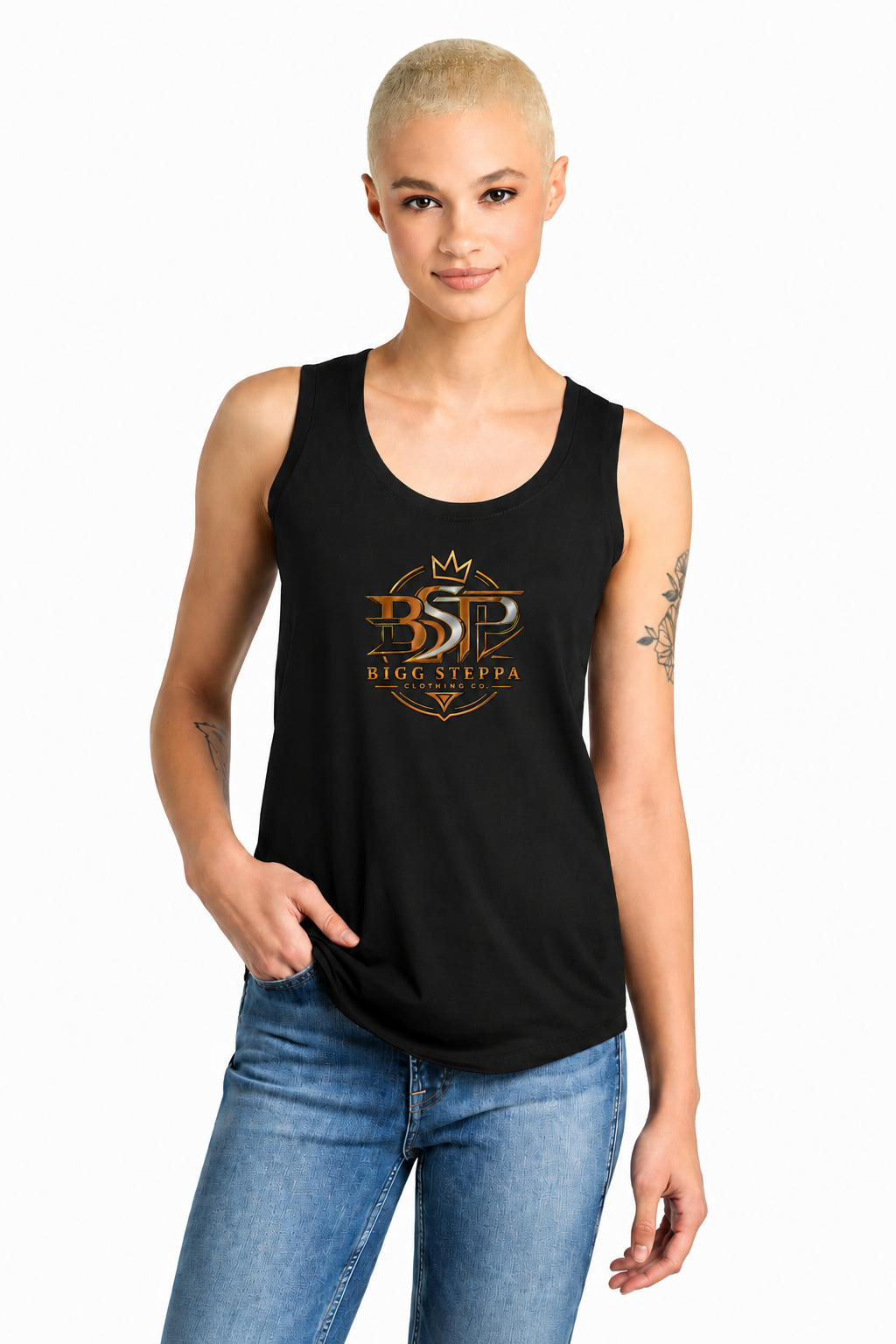 Bigg Steppa – District® Women’s Perfect Tri® Racerback Tank  Move with Confidence. Step with Purpose.